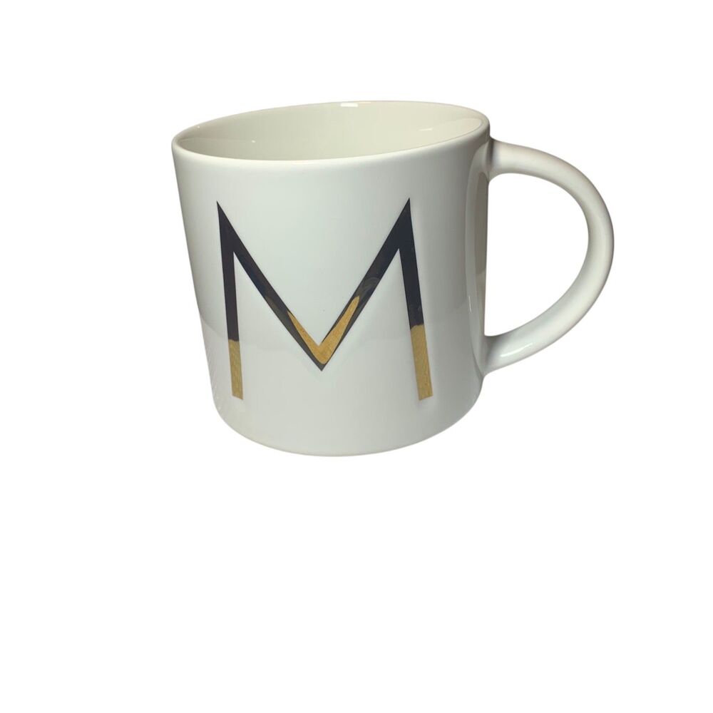 Williams Sonoma Monogram Initial Capital M Coffee Tea Mug Gold Trim